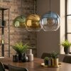 Koyoto hanging light, globe light, pendant light blue, gold, green, clear, 3-light sources