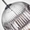 Ripoll hanging light, globe light, pendant light chrome, clear, Smoke-coloured, 1-light source
