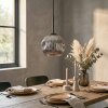 Ripoll hanging light, globe light, pendant light chrome, Smoke-coloured, 1-light source