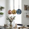 Ripoll hanging light, globe light, pendant light blue, gold, coppery, 3-light sources