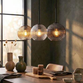Koyoto hanging light, globe light, pendant light Amber, clear, Smoke-coloured, 3-light sources