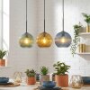 Koyoto hanging light, globe light, pendant light blue, gold, green, 3-light sources