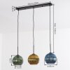 Koyoto hanging light, globe light, pendant light blue, gold, green, 3-light sources