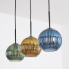 Koyoto hanging light, globe light, pendant light blue, gold, green, 3-light sources
