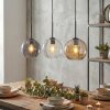 Koyoto hanging light, globe light, pendant light Amber, clear, Smoke-coloured, 3-light sources