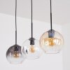 Koyoto hanging light, pendant light 20 cm Amber, clear, Smoke-coloured, 3-light sources