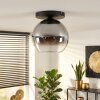 Koyoto ceiling light, globe light 25 cm chrome, clear, Smoke-coloured, 1-light source