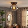 Koyoto ceiling light, globe light 25 cm chrome, clear, Smoke-coloured, 1-light source