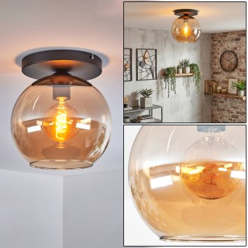 Koyoto ceiling light, globe light 25 cm Amber, 1-light source