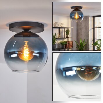 Koyoto ceiling light, globe light 25 cm blue, clear, 1-light source