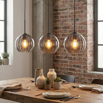Koyoto hanging light, pendant light Smoke-coloured, 3-light sources