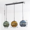 Koyoto hanging light, globe light, pendant light 30 cm blue, gold, green, 3-light sources