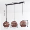 Koyoto hanging light, globe light, pendant light 30 cm coppery, 3-light sources