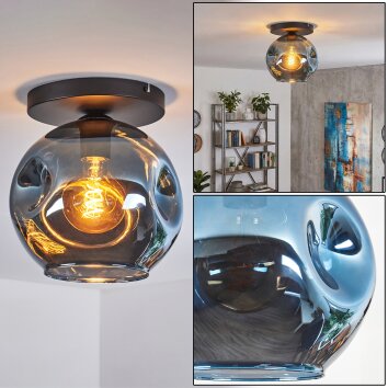 Ripoll ceiling light, globe light blue, 1-light source