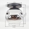 Ripoll ceiling light, globe light chrome, clear, Smoke-coloured, 1-light source