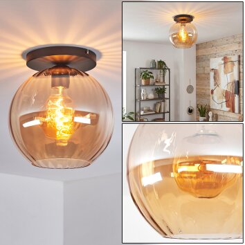 Koyoto ceiling light, globe light 30 cm Amber, 1-light source