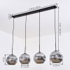 Ripoll hanging light, globe light, pendant light chrome, Smoke-coloured, 4-light sources