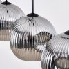 Ripoll hanging light, globe light, pendant light chrome, Smoke-coloured, 4-light sources