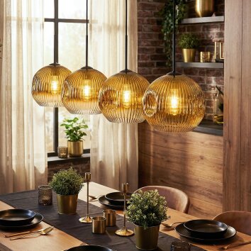 Ripoll hanging light, globe light, pendant light gold, clear, 4-light sources