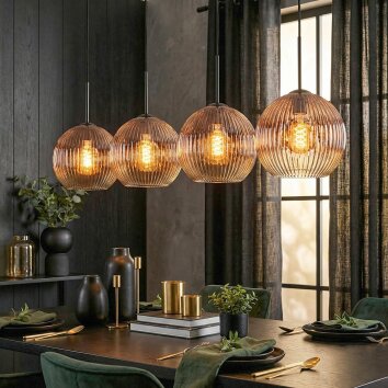 Ripoll hanging light, globe light, pendant light clear, coppery, 4-light sources