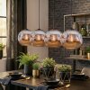 Ripoll hanging light, globe light, pendant light chrome, Smoke-coloured, 4-light sources