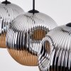 Ripoll hanging light, globe light, pendant light chrome, Smoke-coloured, 4-light sources