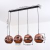 Ripoll hanging light, globe light, pendant light coppery, 4-light sources