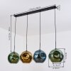 Ripoll hanging light, globe light, pendant light blue, gold, green, 4-light sources