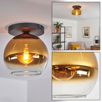 Koyoto ceiling light, globe light 25 cm gold, clear, 1-light source