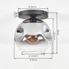 Ripoll ceiling light, globe light clear, Smoke-coloured, 1-light source