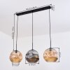Ripoll hanging light, globe light, pendant light Amber, Smoke-coloured, 3-light sources