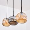 Ripoll hanging light, globe light, pendant light Amber, Smoke-coloured, 3-light sources