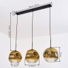 Ripoll hanging light, globe light, pendant light gold, clear, 3-light sources