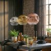 Ripoll hanging light, globe light, pendant light chrome, gold, clear, coppery, Smoke-coloured, 3-light sources