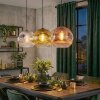 Ripoll hanging light, globe light, pendant light chrome, gold, clear, coppery, Smoke-coloured, 3-light sources