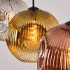 Ripoll hanging light, globe light, pendant light chrome, gold, clear, coppery, Smoke-coloured, 3-light sources