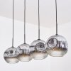 Ripoll hanging light, globe light, pendant light chrome, clear, Smoke-coloured, 4-light sources