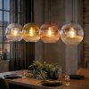 Ripoll hanging light, globe light, pendant light chrome, gold, clear, coppery, Smoke-coloured, 4-light sources