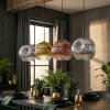 Ripoll hanging light, globe light, pendant light chrome, gold, clear, coppery, Smoke-coloured, 4-light sources