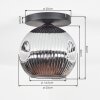 Ripoll ceiling light, globe light chrome, clear, Smoke-coloured, 1-light source