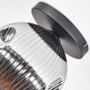 Ripoll ceiling light, globe light chrome, clear, Smoke-coloured, 1-light source