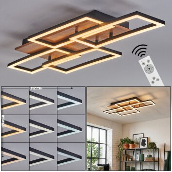 Kelar ceiling light LED Wood like finish, black, 1-light source, Remote control