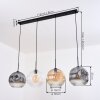 Ripoll hanging light, globe light, pendant light Amber, clear, Smoke-coloured, 4-light sources