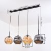Ripoll hanging light, globe light, pendant light Amber, Smoke-coloured, 4-light sources