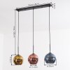 Koyoto hanging light, globe light, pendant light blue, gold, coppery, 3-light sources