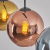 Koyoto hanging light, globe light, pendant light blue, gold, coppery, 3-light sources