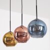 Koyoto hanging light, globe light, pendant light blue, gold, coppery, 3-light sources