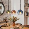 Koyoto hanging light, globe light, pendant light blue, green, clear, coppery, 3-light sources
