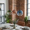 Koyoto hanging light, globe light, pendant light blue, green, clear, coppery, 3-light sources