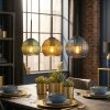 Koyoto hanging light, globe light, pendant light blue, gold, green, 3-light sources